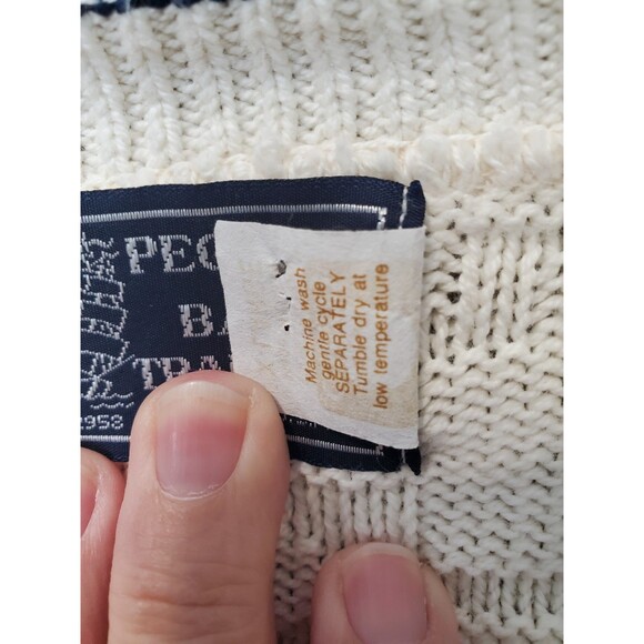 Peconic Bay Traders Cotton Off-White V-Neck 3D-Knit Sweater Size XL Vintage - Picture 6 of 7